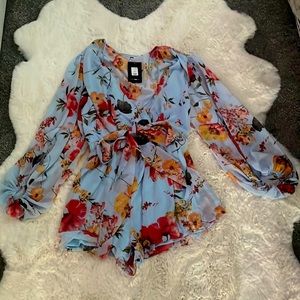 Blue floral romper